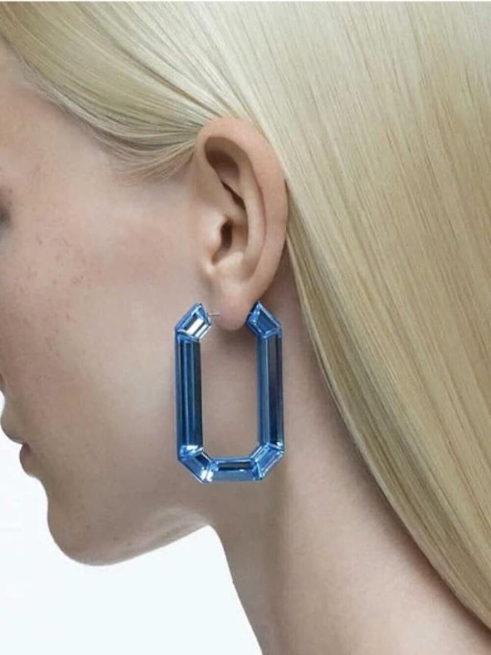 Swarovski Lucent Crystal Blue Hoop Earrings